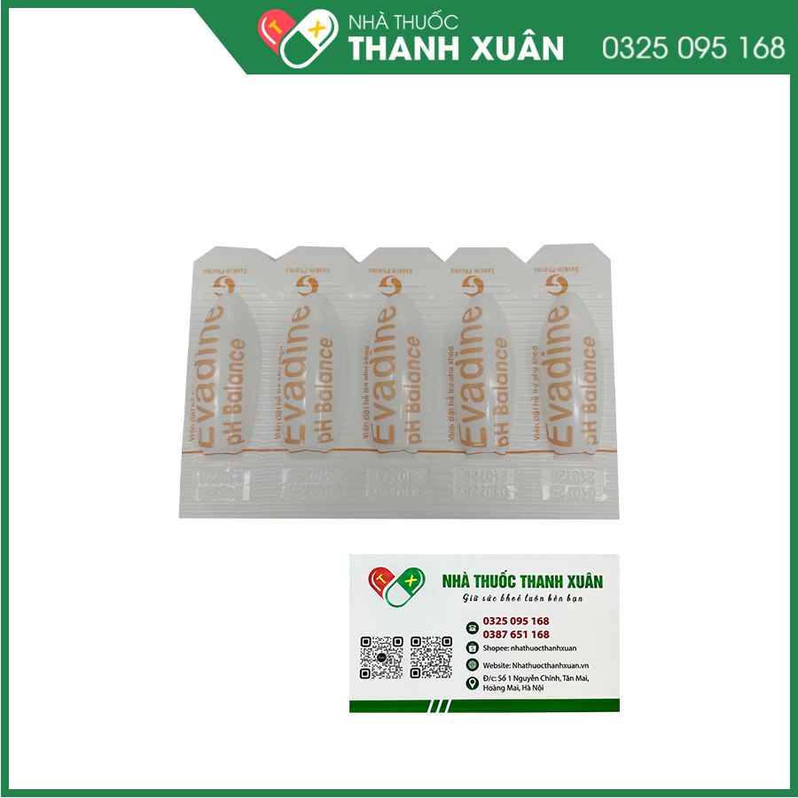 Evadine - Viên đặt hỗ trợ phụ khoa giúp cân bằng pH, hỗ trợ giảm viêm, cải thiện độ săn chắc và đàn hồi của niêm mạc